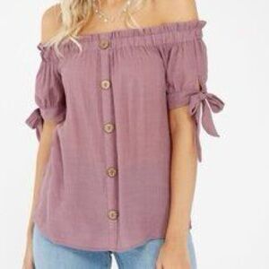 Lily White Mauve Off-Shoulder Blouse